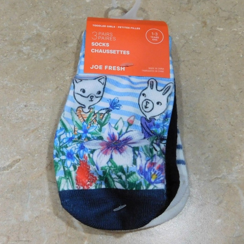 Joe Fresh Three 3 Pair Ankle Socks 1-3 years